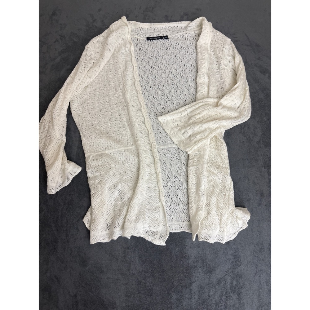 Cottagecore Whimsy Cozy White Pointelle Knit Cardigan Sweater 2X